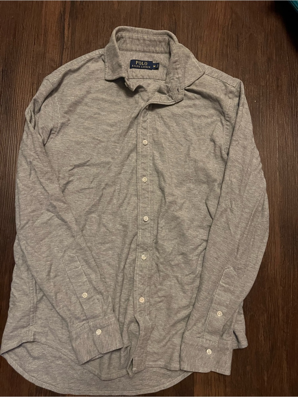 Ralph Lauren Men's Light Gray Long-Sleeve Button-Down Shirt